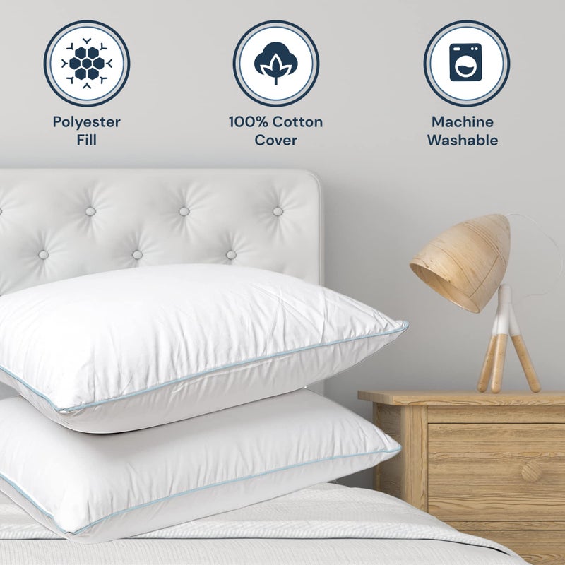 Pillowtex Set of 2 Pillows Similar to Holiday Inn Soft Blue Cord Soft Bed Pillow - King Size - Image 2
